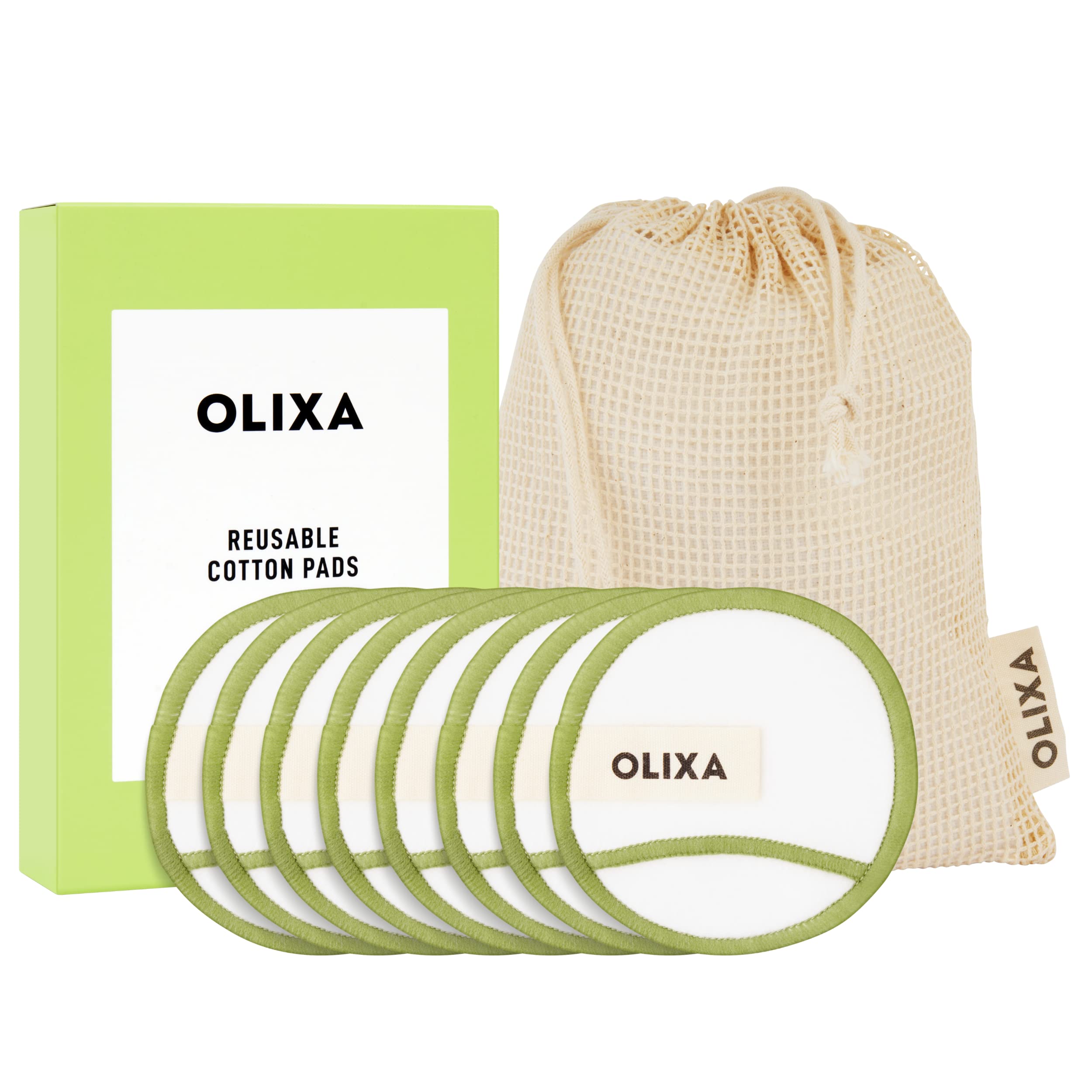 Olixa Beauty Reusable Cotton Pads - Use With Skin Care or Makeup Remover - Reusable Makeup Remover Pads - Sustainable and Eco-Friendly - Make Up Remover Pads