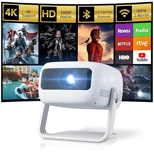 [360°Adjustable Stand] Mini Projector with WiFi and Bluetooth: Electric Focus & Auto Keystone 1080p Supported, 15000L,Phone Projector - 2025 Upgraded Visulapex Portable Home Theater
