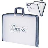 MLLNFUE 11x17 Accordion File Organizer with 13 Pockets, Art Portfolio with Handle &amp; Zipper Closure, Oxford-Trimmed Frosted Translucent Style (1-Pack)