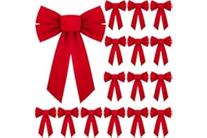 ANVAVO 16 Pack Red Velvet Christmas Bows Holiday Christmas Bows Christmas Wreaths Decoration, 9 x 13 inches