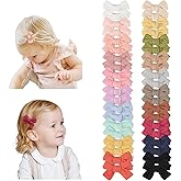 CÉLLOT 40 Pieces 2inch Girls Hair Bows Linen Fabric Bows Alligator Clips Hair Accessories for Baby Toddlers and Infants(20 Pairs Mini Bow)