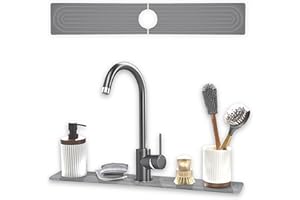 Natureva Home - Stone Faucet Mat | Diatomite Sink Splash Guard | Instant Drying Tray for Kitchen Bathroom Sinks | Made of Dia