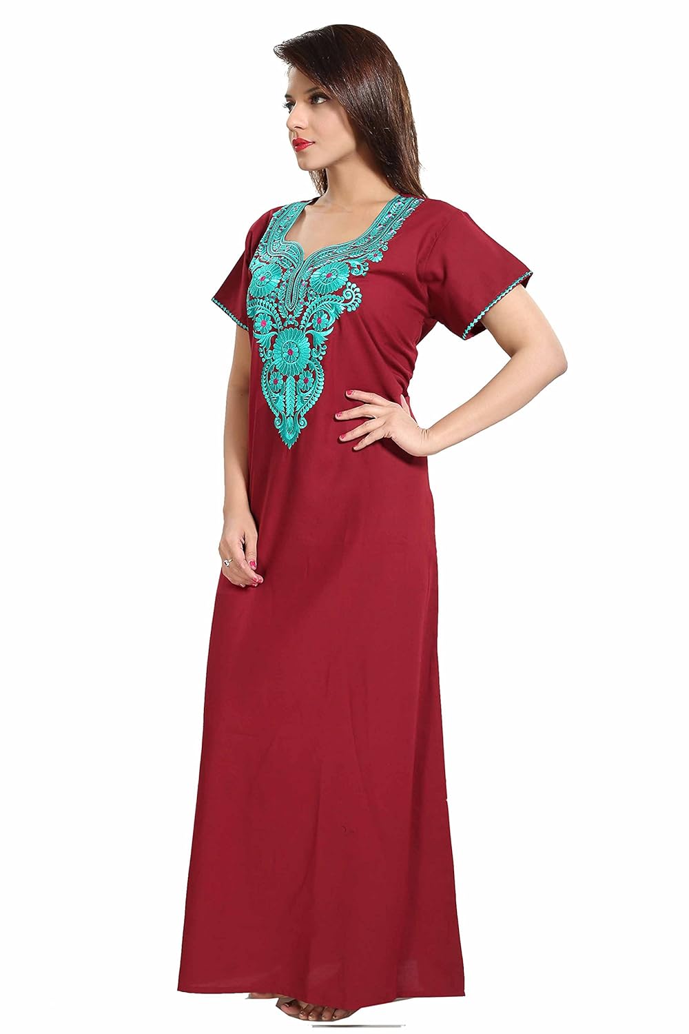 soulemo womens plain embroidery nighty (premium quality) 650