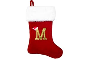 Dbfengbilian 21 Inches Christmas Stockings with Customizable Letters, Large Christmas Stockings with Super Soft Plush Cuff Em