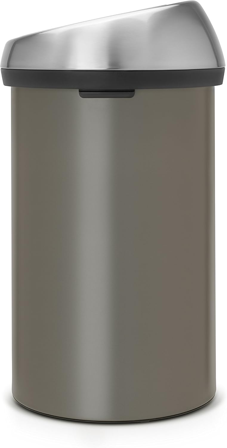 Brabantia 60 Litre Large Kitchen Touch Bin (Platinum) Removable Lid