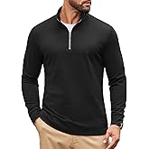 COOFANDY Men's Quarter Zip Pullover Mock Neck Quilted Sweatshirt Fleece Lightweight Casual Zipper Golf Shirts