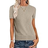 ANRABESS Womens Short Sleeve Sweaters Wool Blend Crew Neck Sweater Shirts Business Casual Work Tops 2026 Summer Outfits