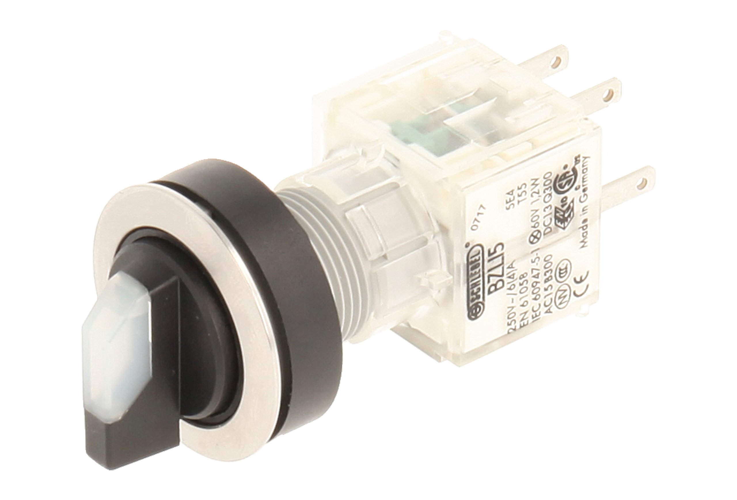 Club 23.001.352 Light 2 Positions Selector Latching Stainless Steel Contact Button Sensor LED Lamp Holder t5,5 K 1 N/O Contact 24 V, Clear (Pack of 2)