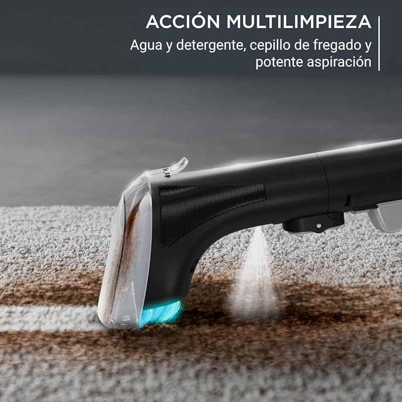 Rowenta clean it, aspirador multiuso para estofados, grande tanque removível com 1,8 l de água limpa e 1,5 l de águas residuais, design compacto, 12,5 kpa, 400 w, autolimpante, preto e branco, in5010
