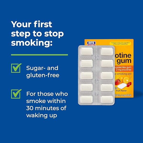 RITE AID NICOTINE GUM, 2MG, FRUIT FLAVOR – 100 PIECES | QUIT SMOKING AID | NICOTINE REPLACEMENT GUM | STOP SMOKING AIDS THAT WORK | CHEWING GUM PACKS TO HELP YOU QUIT SMOKING | COATED NICOTINE GUM 2MG