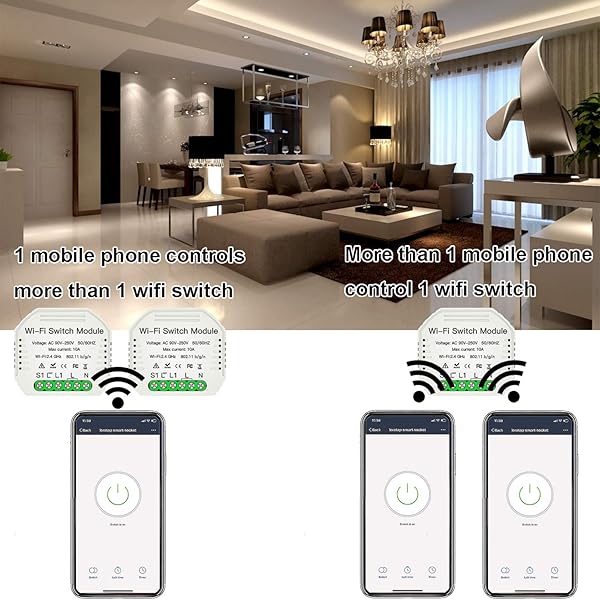 Interruptor WiFi Smart Switch Mini Rel Mdulo Receptor Inteligente Comando de Voz Alexa y Google Home IFTTT AC 220V