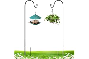 Shepherd Hook, 2 Pack Shepherds Hooks 32 Inch Tall, Heavy Duty Metal Bird Feeder Pole, Garden Hangers Outdoor for Solar Light