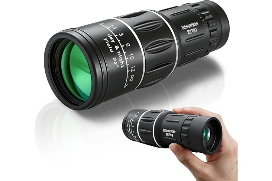 16X52 High Powered Monocular, Compact Telescope for Adults, BAK4 Prism Monoculars, Cool Gadgets & Birthday Gifts for Men Dad Husband, Outdoor Gadgets for Hiking Hunting Camping