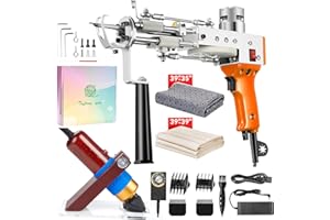Rug Tufting Gun with Carpet Trimmer Kit - BESGEER-Rug-Tuft-Gun-with-Tufting-Shears, 2 in 1 Cut & Loop Pile Carpet Gun and Carpet Carving Clippers, Rug Maker Machine Starter Kit for Beginners (Orange)