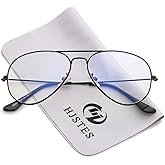 HJSTES Clear Lens Aviator Glasses Blue Light for Women Men Classic Pilot Frame Non-prescription Eyeglasses