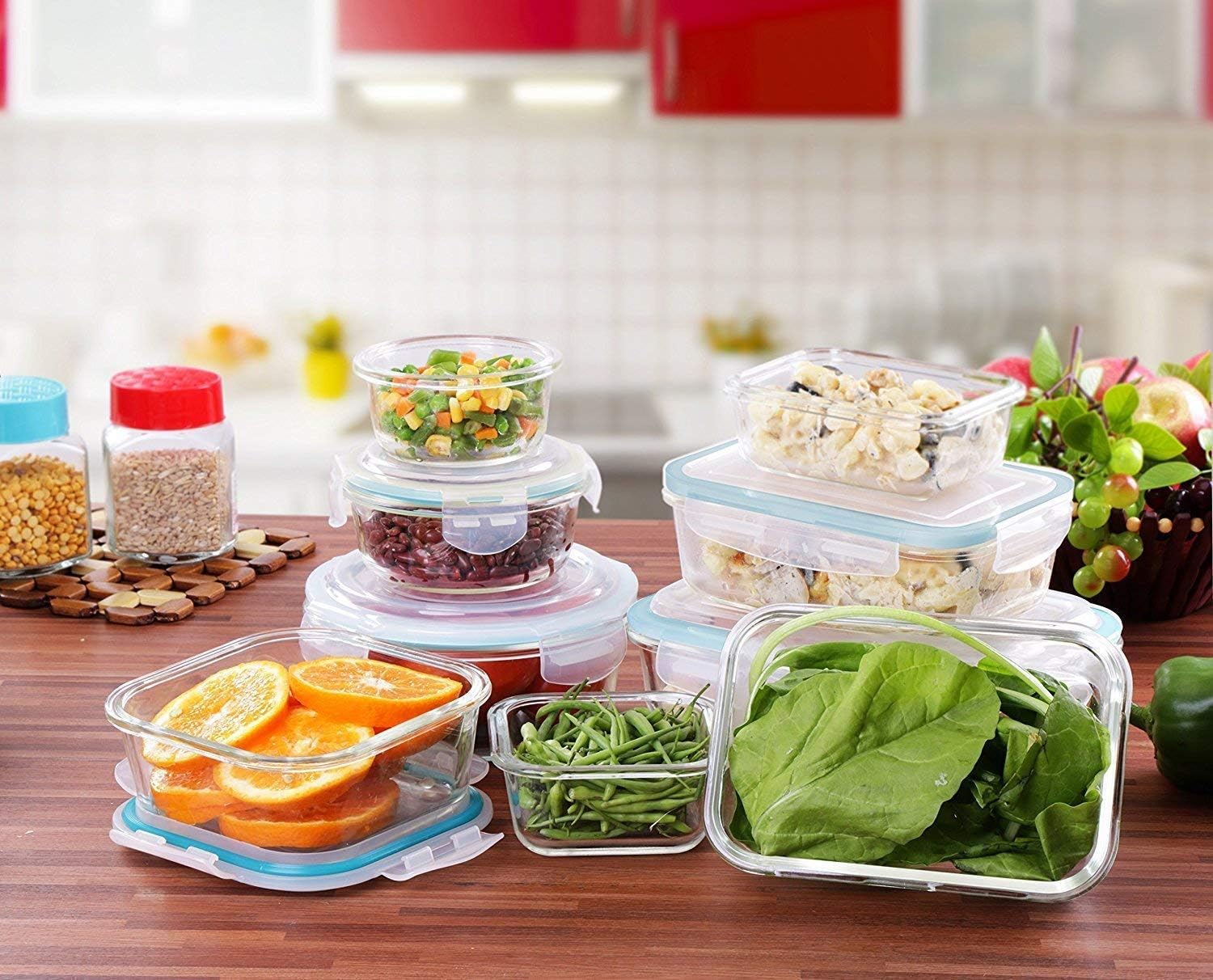 KICHLY Glass meal prep containers, Set of 18 pcs (9 Containers and 9 Lids) - Image 4