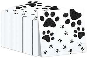 PIXHOTUL 100 Pcs Paw Print Napkins, Paw Print Party Supplies, Puppy Theme Party, Table Napkins for Doggy Themed Party, Pets Kid's Birthday Party, Baby Shower
