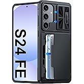 Vizvera for Samsung Galaxy S24 FE Case Wallet RFID, Cards Holder & Camera Cover & Kickstand for Women Men, Full Body Shockproof Silicone Case for S24 FE 6.7" 2024 Only-Black