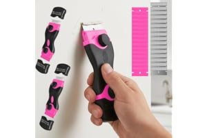 2 Pack Razor Blade Scraper Tool with Extra 40Pcs Blades, Cleaning Scraper Tool for Window, Paint, Cooktop, Oven, Pink