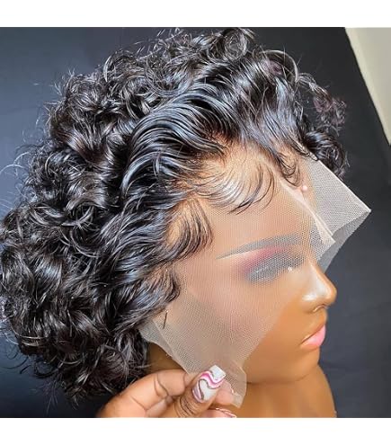 Short Curly Pixie Cut Wig Human Hair Lace Front Glueless Modern Chic Amazon.com : FREEKWEEN Short Curly Pixie Wig for black women  main image 4
