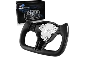 ZIMABLUE Yoke Steering Wheel Personalized Yoke Steering Wheel, Nappa Leather with Side Glossy Carbon Fiber without Front Trim