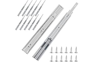 16 inch Soft Close Drawer Slides 6 Pairs Ball Bearing Full Extension Cabinet Drawer Slides 3 fold, Side Mount, 100 LB Capacit