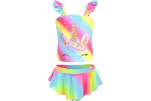 RuuYiicoco Little Girls Two Pieces Bikinis Unicorn Swimsuit Mermaid Tankini Bathing Suit