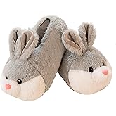HANDKEI Cute Women's Bunny Slippers - Fuzzy House Animal Slippers,Non-slip Warm Indoor Slippers - New Year, Valentine's Day & Easter