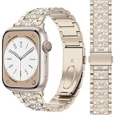 MARGE PLUS Compatible with Bling Apple Watch Band Women 38mm 40mm 41mm Series 10 9 8 7 6 5 4 3 2 1 SE, Upgraded Sparkle Replacement Bracelet iWatch Band, Diamond Rhinestone Stainless Steel Metal Strap