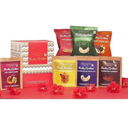 Nutty Gritties Mixed Flavored Dry Fruits Nuts On The Go Gift Box - 159G (Vegan, Gluten Free, Oil