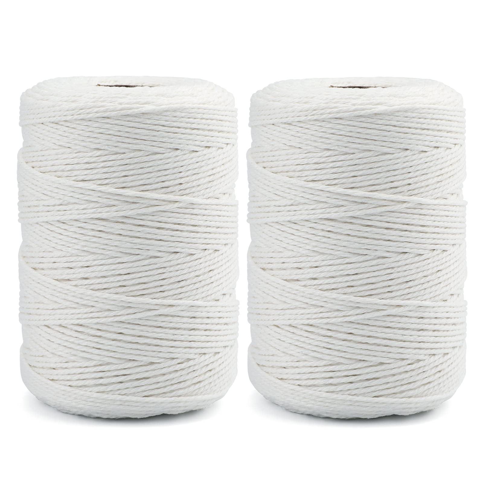 jijAcraft 400M White Cotton Twine: 2MM Durable Bakers String for Tying Homemade Meat, Making Sausage, DIY Craft and Gardening - Safe Cooking String