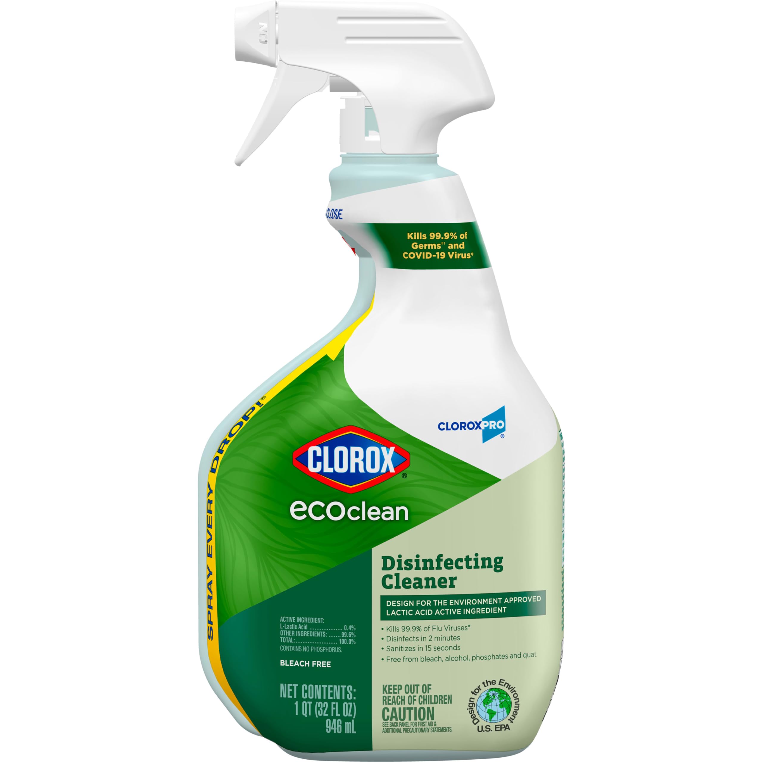 Photo 1 of Clorox CloroxPro EcoClean Disinfecting Cleaner Spray Bottle, 32 Fluid Ounces