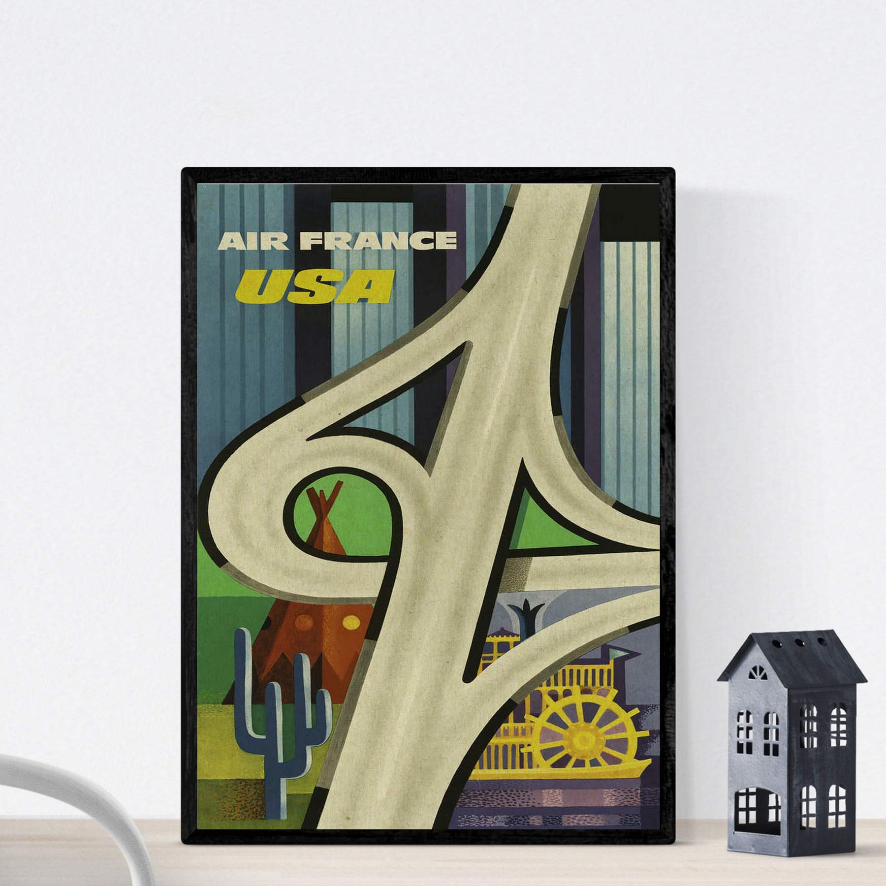 Nacnic Vintage Poster Vintage poster of France and Italy. USA travels. A3 size