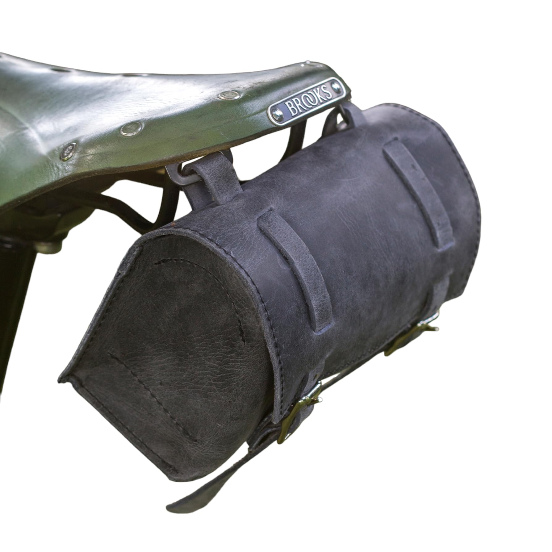 London Craftwork Saddle/Handlebar Bike Bag Real Leather Black Charcoal for Bike Tools