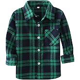 Little Girls' Boys' Long Sleeve Button Down Plaid Flannel Shirt