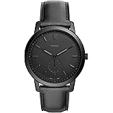 Fossil Men's Minimalist Quartz Stainless Steel and Leather Three-Hand Watch