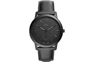Fossil Men's Minimalist Quartz Stainless Steel and Leather Three-Hand Watch