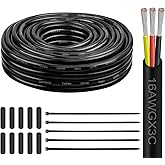 16 Gauge 3 Conductor Electrical Wire, 16 AWG Tinned Copper Stranded PVC Cable, Waterproof/Flexible/Low Voltage Extension Cord for Automotive, Marine, Solar, LED Lighting (25FT)