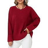 Simlakey Women Oversized Sweater Casual Fuzzy Chunky Knit Pullover Long Sleeve Crew Neck Loose Sweater Warm Fall Winter Top