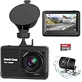 Dash Cam Front and Rear, Mini Dash Cam 1080P Full HD with 32GB SD Card, 2.45 inch IPS Screen, 2 Mounting Ways, Night Vision, 