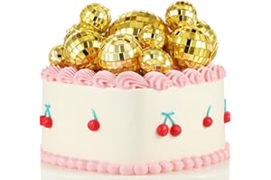 GREVOSEA 12 Pcs Disco Ball Cake Toppers, 5 Sizes Disco Ball Birthday Party Decorations Small Disco Ball Table Centerpiece Decor for 70s Disco Themed Dance Party Supplies Last Disco Party Gold