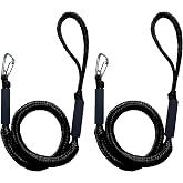 Bungee Dock Lines for Boats, Pontoon &amp; PWC, Tie Downs, Black, 4FT | 2-Pack &middot; Single Hook &middot; Shock-Absorbing Boat Rope &middot; 316 Marine Clip &middot; UV/Saltwater Resistant &middot; for Kayak, Jet Ski