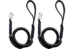 ZRSCHYG Bungee Dock Lines for Boats 4 ft, Heavy-Duty Elastic Anchor Rope with Hooks, Secure Boat Dock Lines, Jet Ski Mooring & PWC Tie Downs (Black, 2 Pack)