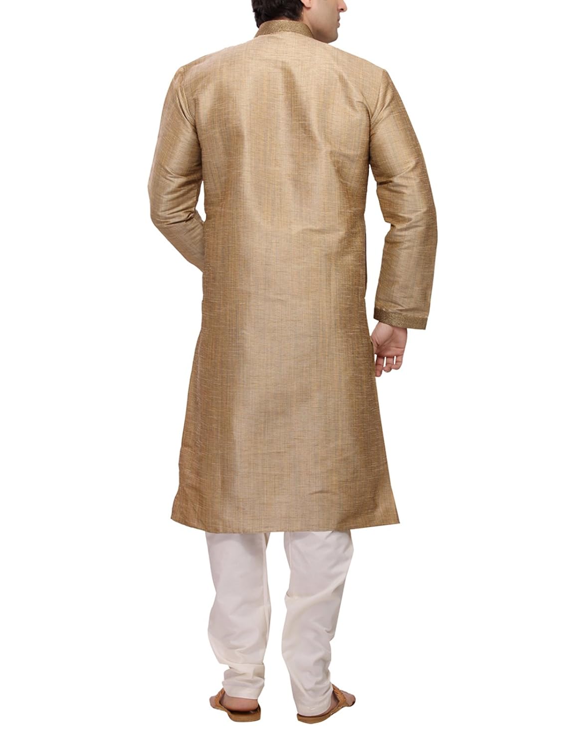 rg designers men's cotton silk gold kurta pyjama set