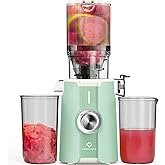 Rush Clear Cold Press Juicer, Slow Juicer Machines with No-Prep 4.35"Feed Chute Fit Whole Fruits & Vegetables, LINKChef Juice