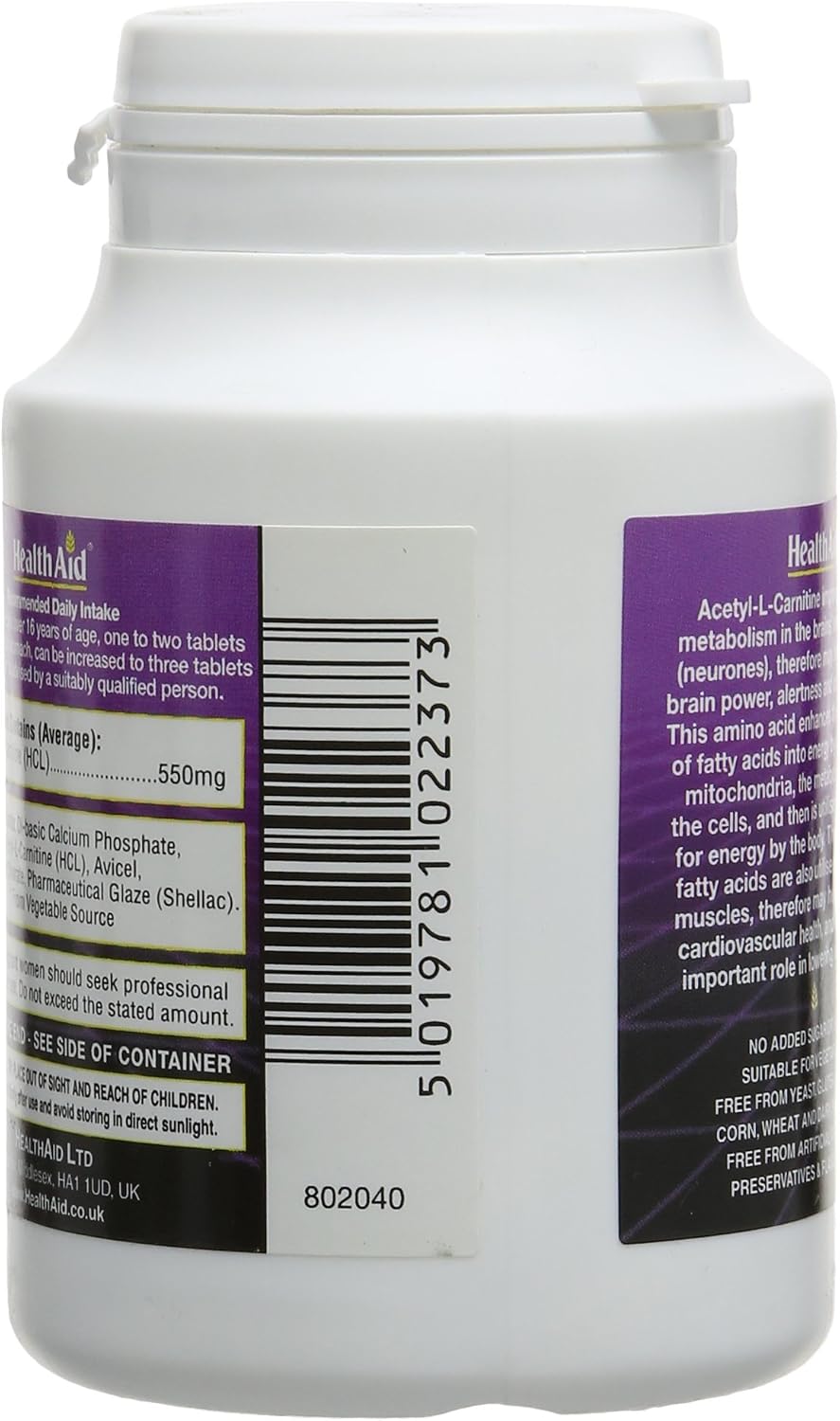 HealthAid Acetyl-L-Carnitine 550mg - 30 Tablets, 30 count (Pack of 1) - Image 5