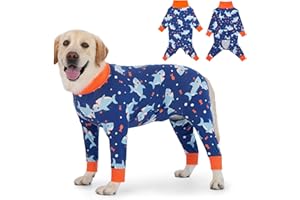YEAPEETO Dog Recovery Suit After Surgery Female Male, Medium Large Dog Neuter Shirt Cone Alternatives Prevent Licking Surgical Onesies (Blue Shark, 7XL)