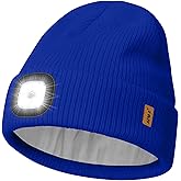 ATNKE LED Lighted Lined Fleece Beanie Hat,USB Rechargeable 4 LED Running Headlamp Cap with Light Gifts for Men and Women
