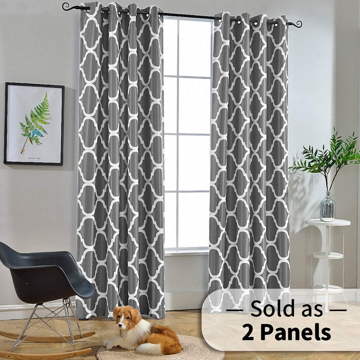 Melodieux Moroccan Fashion Room Darkening Blackout Grommet Top Curtains
