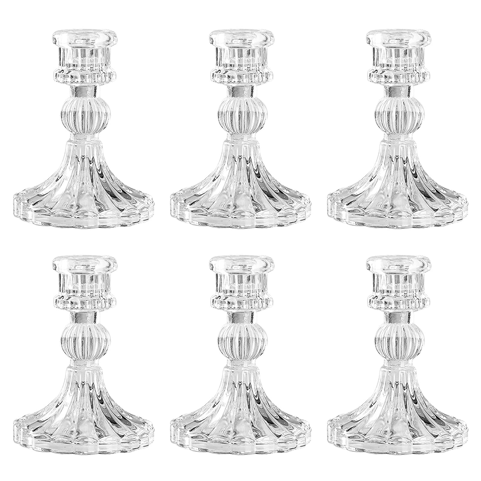 Glass Candlestick Holder, Clear Taper Candle Holders, Crystal Glass Candle Holder for Wedding, Home, Party Decoration
